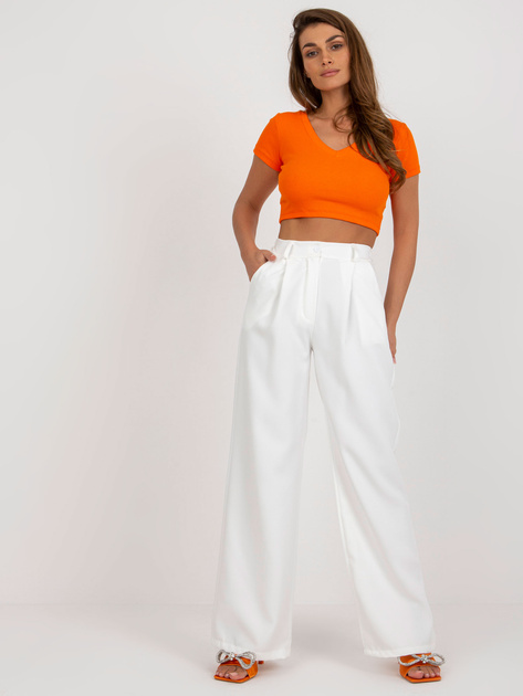 Hurt Ecru eleganckie spodnie z materiału z zakładkami