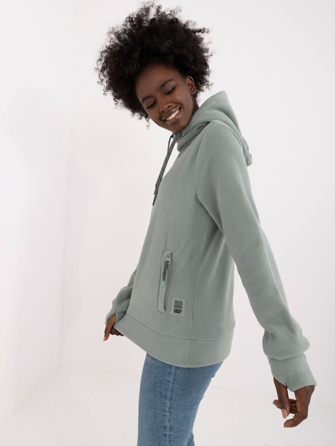 Hurt Pistacjowa bluza kangurka damska z kapturem SUBLEVEL