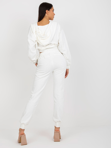 Hurt Ecru damski dresowy komplet basic z krótką bluzą