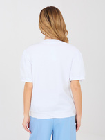Biała bawełniana bluzka basic z krótkim rękawem RUE PARIS 