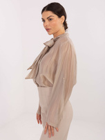 Beżowa przezroczysta koszula z kokardą 