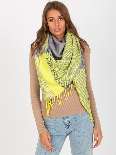 Hurt Szaro-żółty damski szal z dzianiny