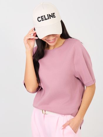 Brudnoróżowy damski t-shirt basic z bawełny RUE PARIS 