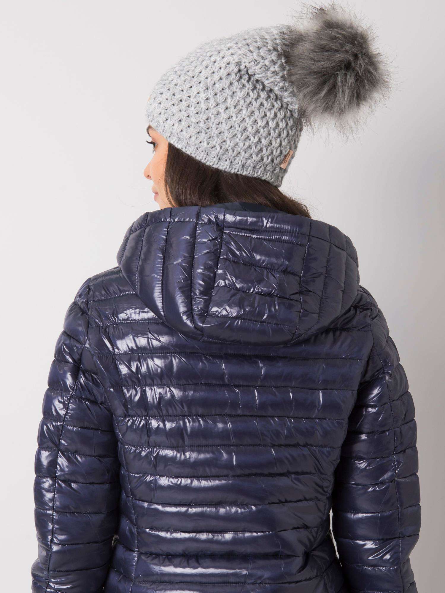 Gray winter hat with pompom