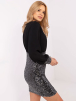 Hurt Czarno-srebrna ołówkowa sukienka na imprezę 