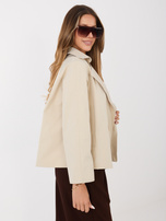 Beżowy przejściowy płaszcz z kieszeniami RUE PARIS 