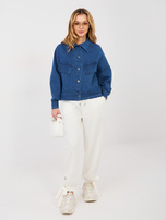 Ciemnoniebieska jeansowa kurtka z kołnierzem RUE PARIS 