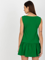 Hurt Zielona mini rozkloszowana sukienka basic z falbaną 