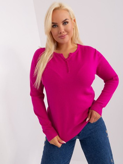 Fuchsia plus size women's sweater with ribbing XL/XXL