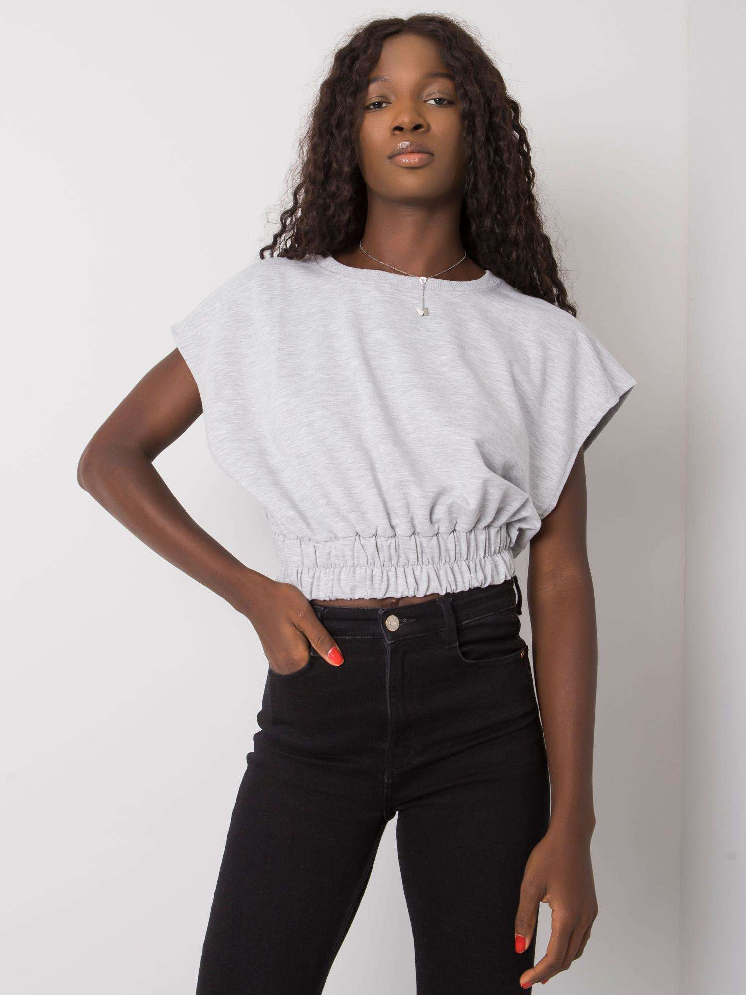 Grey melange short sweatshirt Antigua