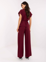 Burgundy elegant set with a decorative button.