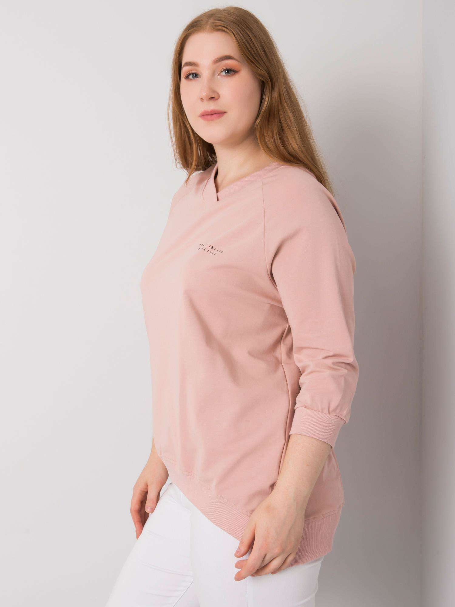 Brudnoróżowa bluza plus size z bawełny Naenia