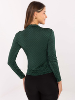 Ciemnozielona dopasowana bluzka z dżetami RUE PARIS 