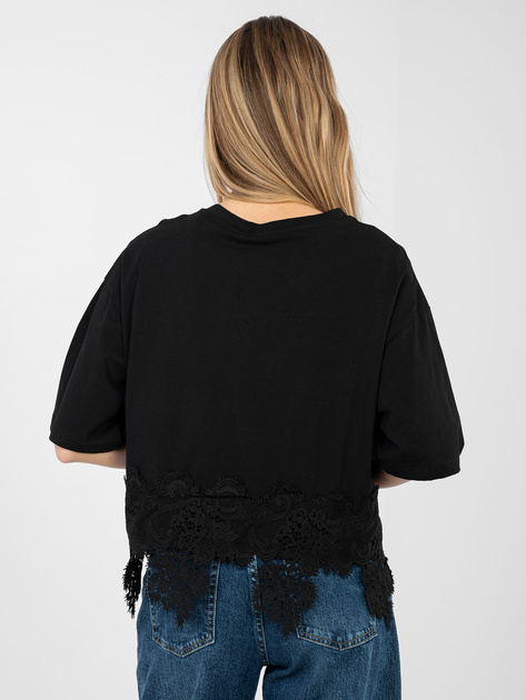 Czarna bawełniana bluzka z cyrkoniami