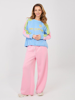 Różowo-niebieski dresowy komplet z miękkiego materiału RUE PARIS 