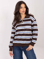 Czekoladowa damska bluza oversize w paski