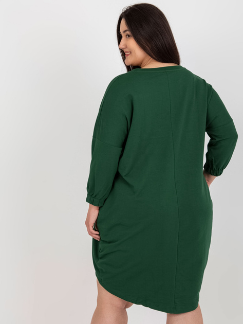 Hurt Ciemnozielona sukienka plus size z rękawem 3/4