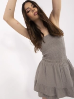 Ciemnobeżowy muślinowy kombinezon na lato