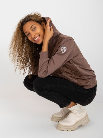 Hurt Brązowa pikowana bluza bomberka z kieszeniami RUE PARIS