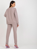 Hurt Ciemnobeżowy bawełniany komplet dwuczęściowy