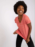 Pomarańczowy t-shirt damski z bawełny STITCH & SOUL 