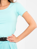 Miętowa pastelowa dopasowana bluzka basic RUE PARIS 