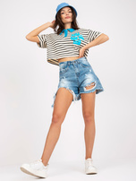 Niebieskie damskie szorty jeansowe high waist RUE PARIS