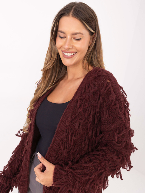 Bordowy kardigan w stylu boho RUE PARIS
