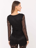 Czarna koronkowa bluzka z podszewką
