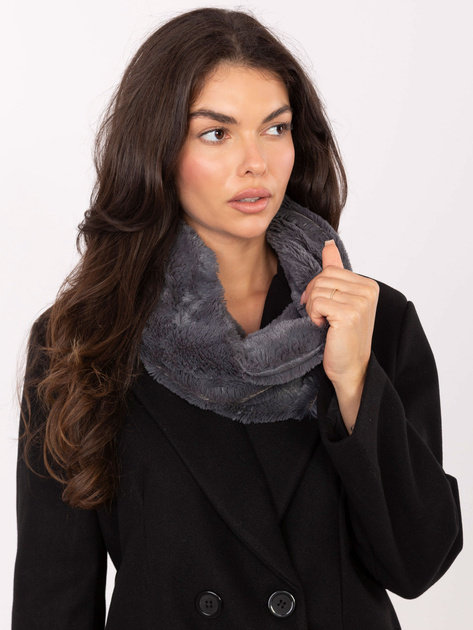 Grafitowy zimowy komin damski