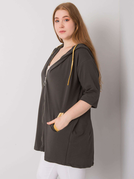 Khaki bluza plus size na suwak Lounes