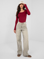 Bordowy longsleeve basic z bawełny RUE PARIS 