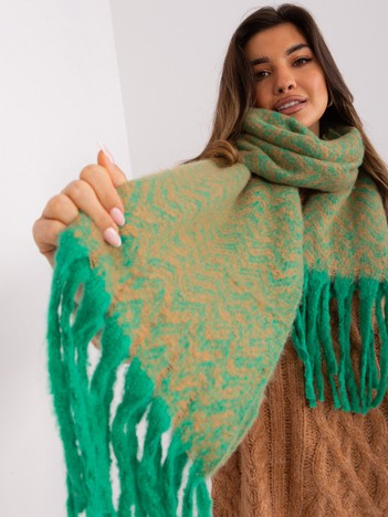 Großhandel grün-beige Damen Schal mit Mustern.