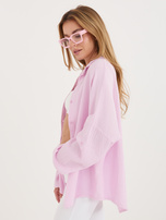 Jasnoróżowa muślinowa koszula z długim rękawem