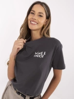 Grafitowy damski t-shirt z bawełny SUBLEVEL 