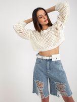 Hurt Niebieskie długie szorty jeansowe z dziurami