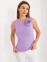 Hurt Liliowy dopasowany top damski na co dzień