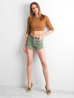 Green denim shorts