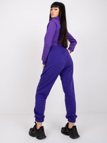 Ciemnofioletowe spodnie dresowe z kieszeniami RUE PARIS 