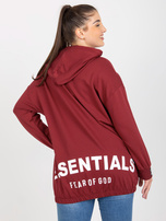 Hurt Bordowa rozpinana bluza plus size z nadrukiem z tyłu