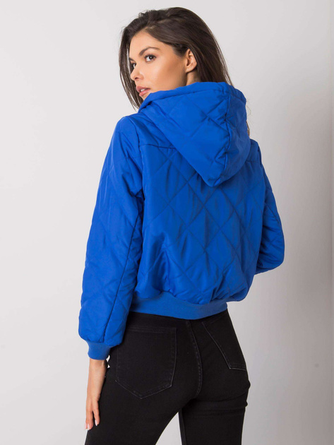 Niebieska pikowana kurtka z kapturem Larah