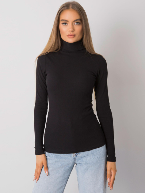 Czarna prążkowana bluzka z golfem Elisee RUE PARIS