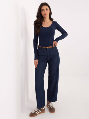 Granatowe jeansy z plecionym paskiem SUBLEVEL