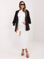 Ecru wieczorowa sukienka bez rękawów RUE PARIS