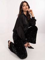 Hurtownia Czarne wieczorowe spodnie z cekinami