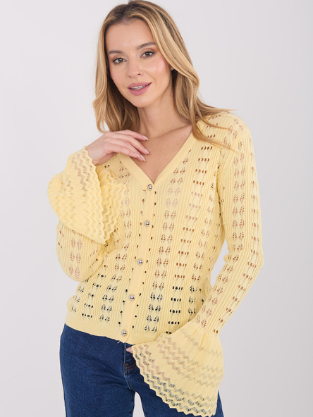 Jasnożółty sweter z ozdobnymi guzikami