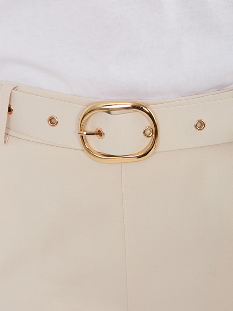 Jasnobeżowe garniturowe spodnie z wysokim stanem RUE PARIS