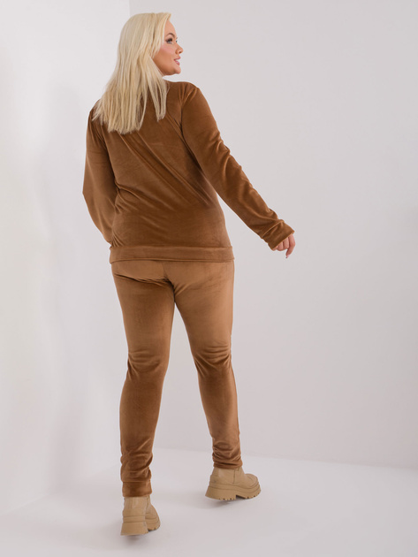 Hurt Jasnobrązowy welurowy komplet plus size Jeanne