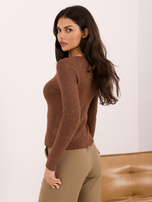 Hellebraune Damenpullover mit Schmuckapplikation.