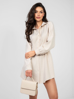 Jasnobeżowa mini sukienka szmizjerka RUE PARIS